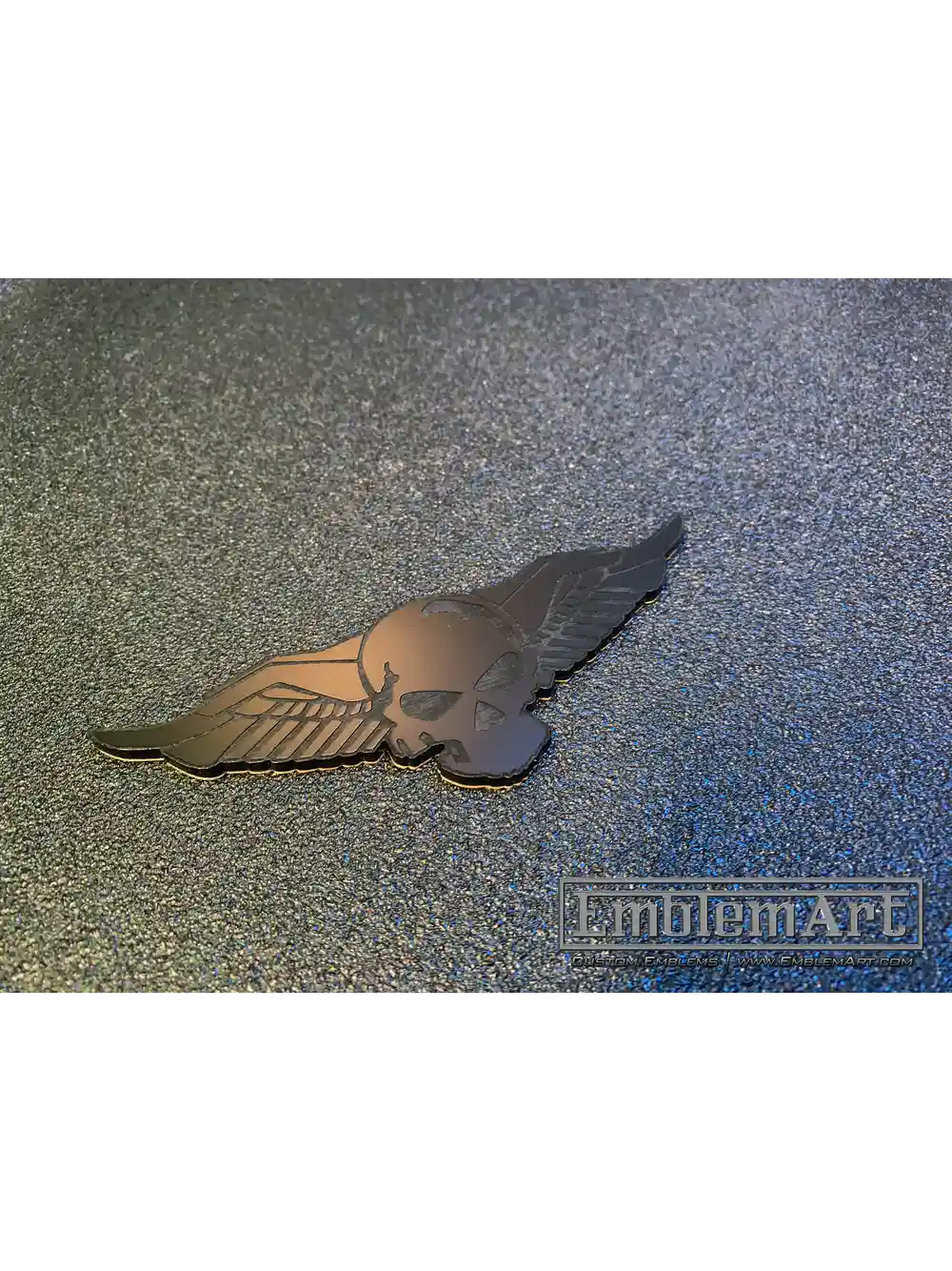 Custom Black Emblems - Skull Wings 01 Black Emblem