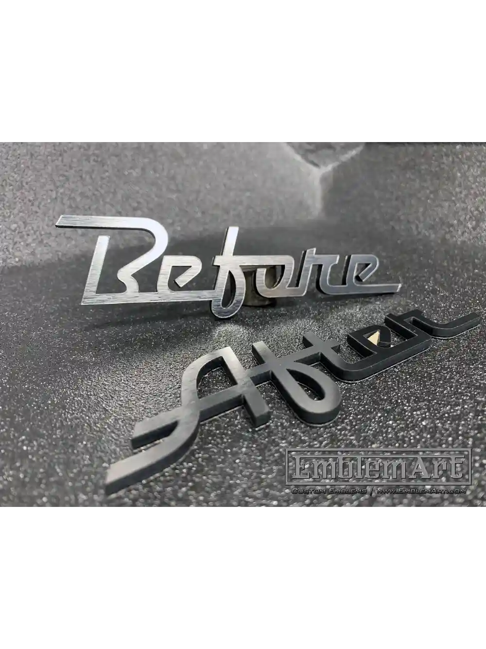 Custom Chrome Emblems - Before After 01 Chrome Emblem