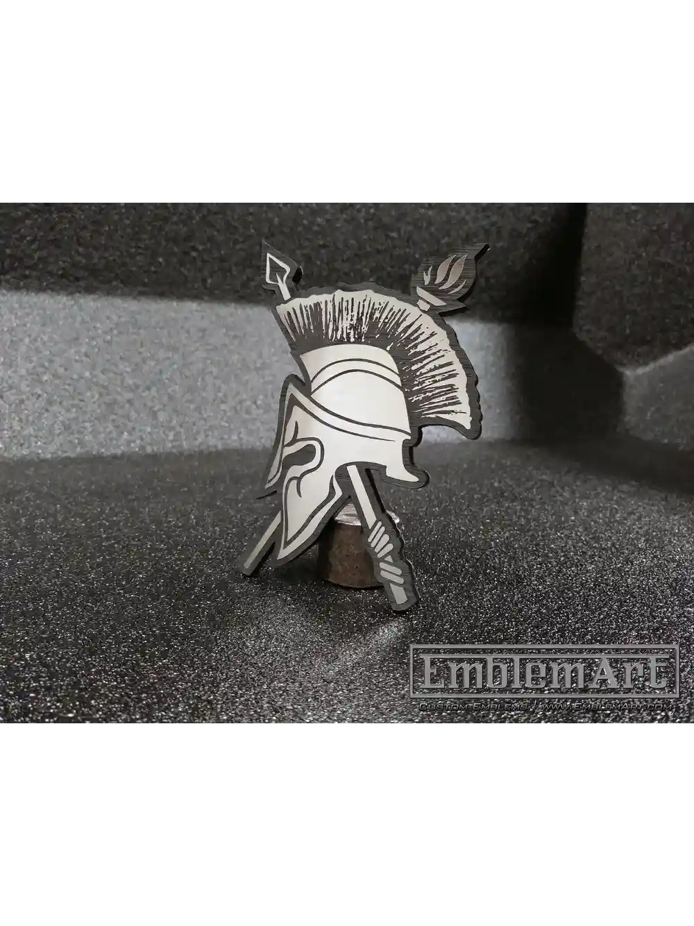 Custom Chrome Emblems - Trojan Helmet Chrome 01 Emblem