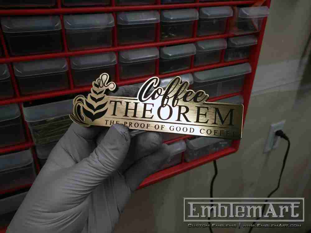 Custom Gold Emblems - Custom Coffee Theorem Custom Gold Emblem