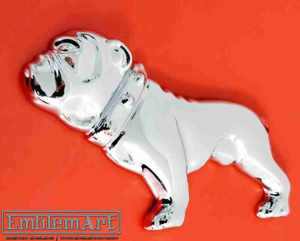 Custom Chrome Plated Emblems - Custom Chrome Plated Bulldog Emblem