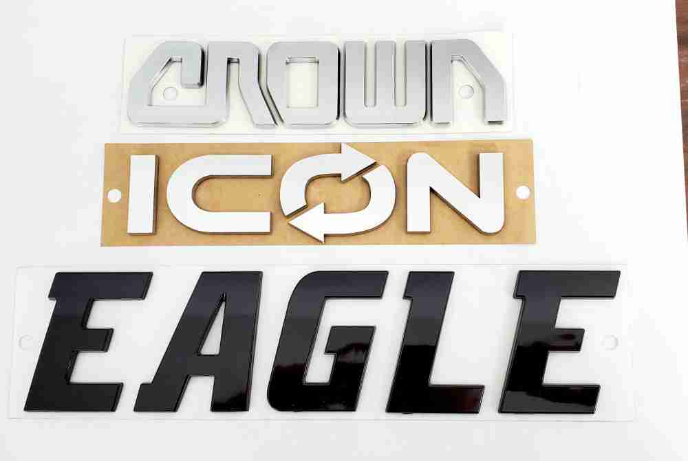 Custom Chrome Plated Emblems - Custom Crown Icon Eagle Emblem