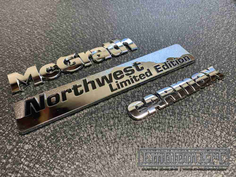 Custom Chrome Plated Emblems - Custom Mcgrath Northwest Carmax Chrome Plated Emblem