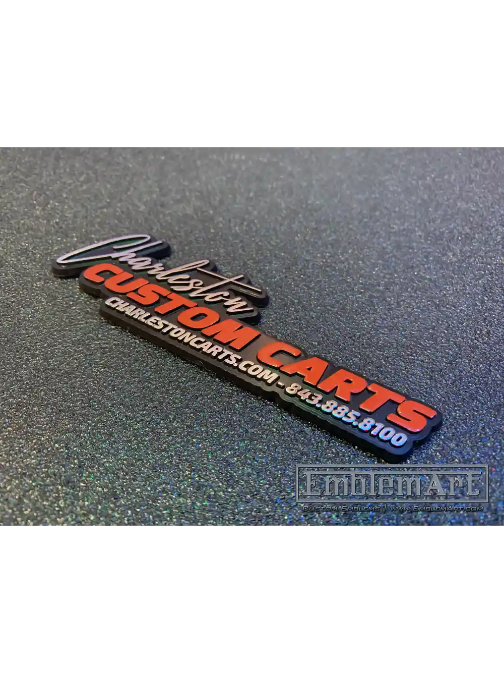 Custom Molded Plastic Emblems - Charleston Carts 02 Molded Emblem