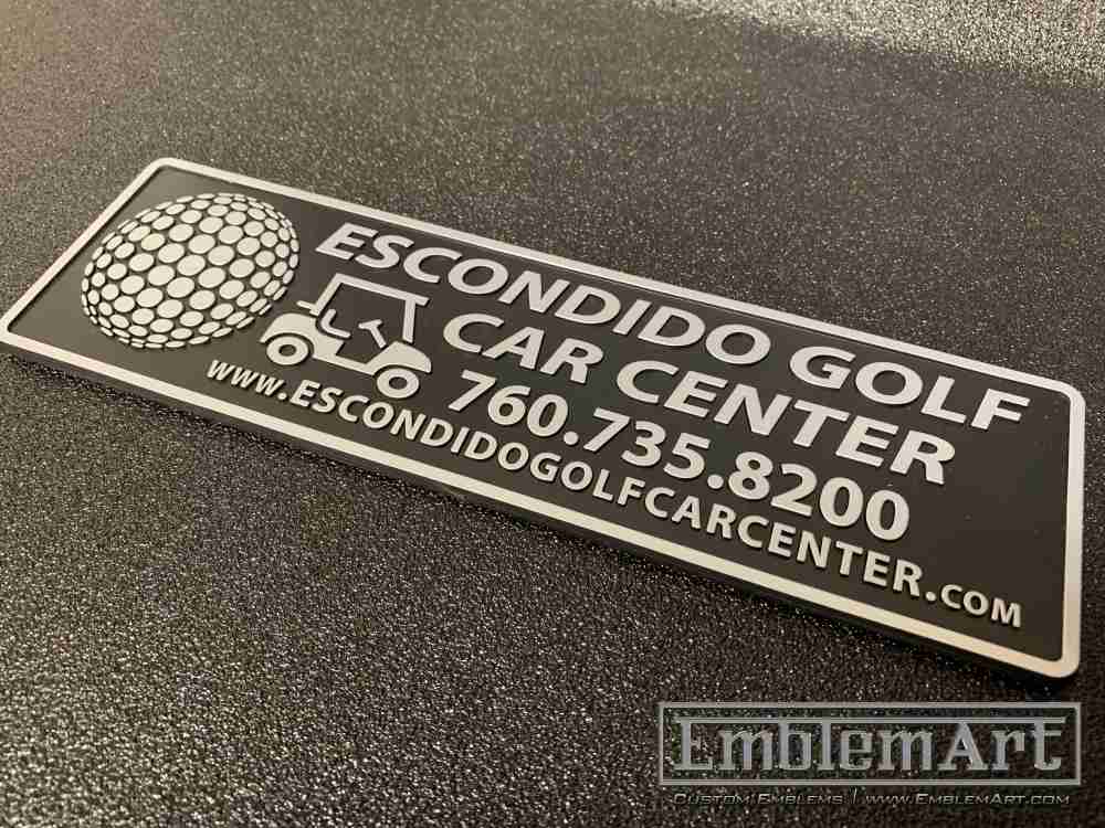 Custom Molded Plastic Emblems - Custom Escondido Golf Moded Chrome Foil Emblem