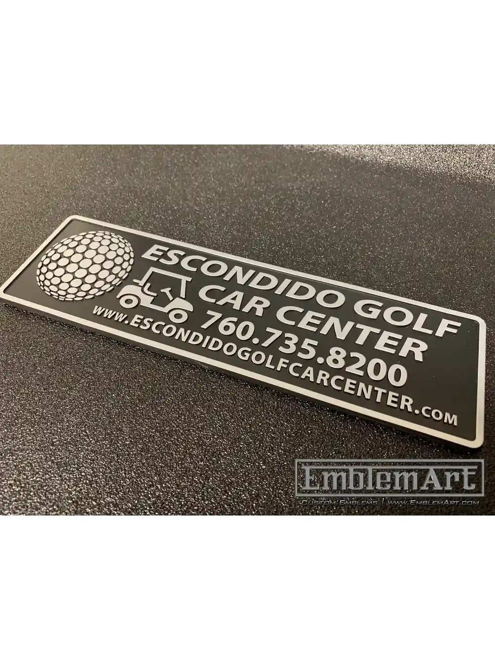 Custom Molded Plastic Emblems - Escondido Golf Moded Chrome Foil Emblem