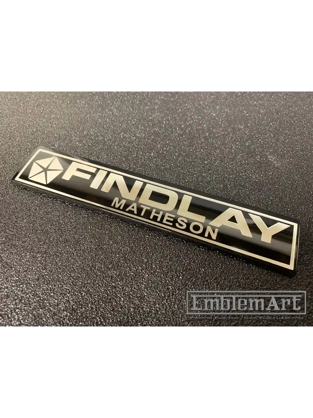Custom Molded Plastic Emblems - Findlay Clear Acrylic Reverse Pad Emblem