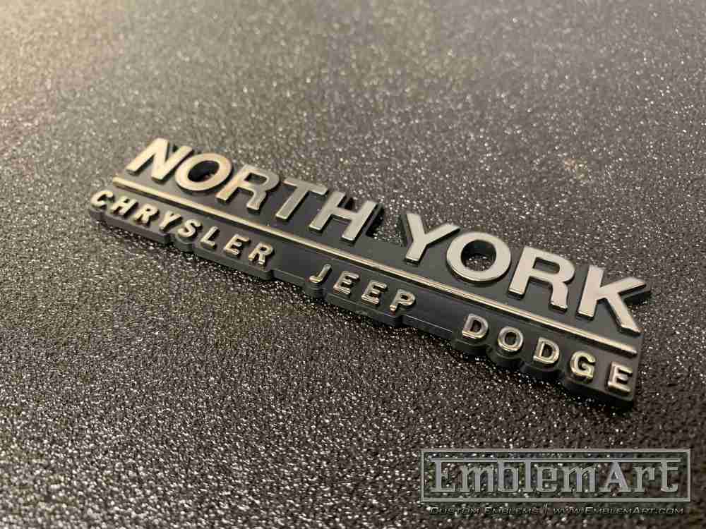 Custom Molded Plastic Emblems - Custom North York Molded Black Chrome Foil Emblem