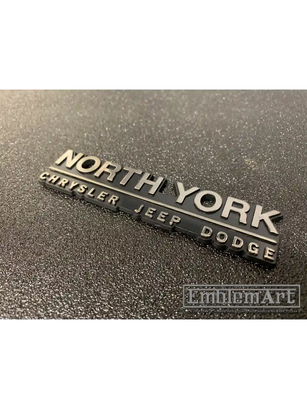 Custom Molded Plastic Emblems - North York Molded Black Chrome Foil Emblem