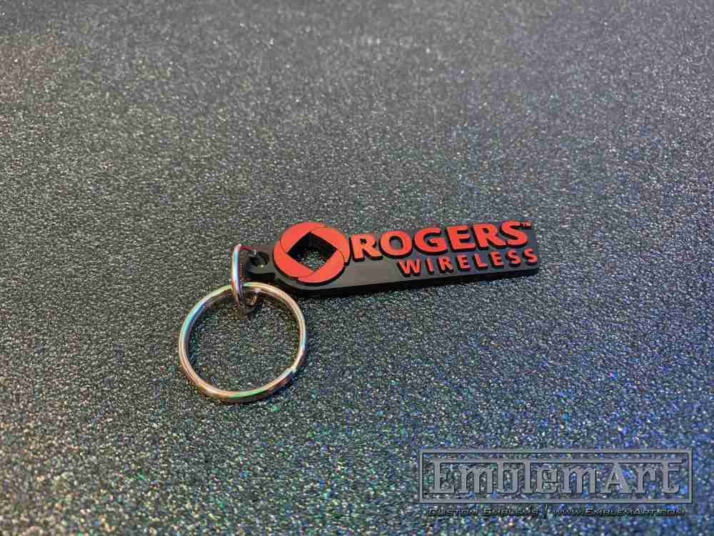 Custom Molded Plastic Emblems - Custom Rogers Wireless Molded Keychain Emblem